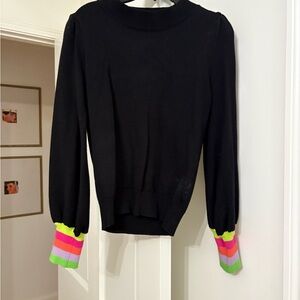 Karlie Black Sweater with Colorful Cuffs